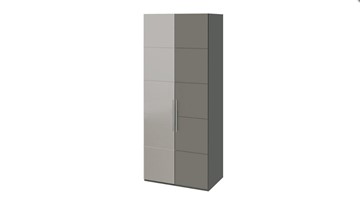 Распашной шкаф Наоми с 1 зеркальной левой дверью, цвет Фон серый, Джут СМ-208.07.04 L в Урае