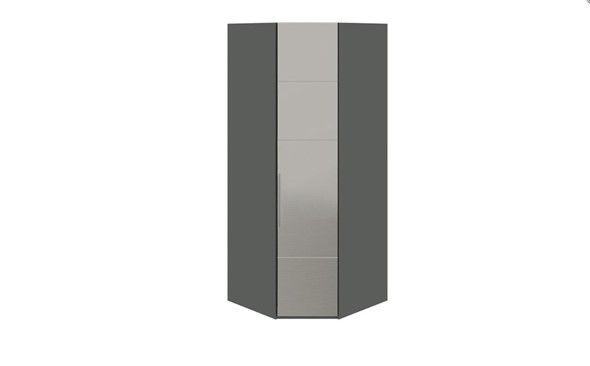 Распашной угловой шкаф Наоми с зеркальной правой дверью, цвет Фон серый, Джут СМ-208.07.07 R в Радужном - изображение