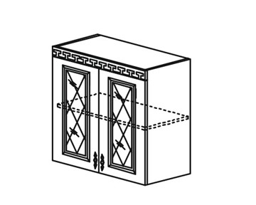 Кухонный шкаф Веста настенный двухдверный с полкой со вставкой из стекла 718*800*323мм в Когалыме