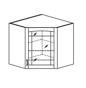 Шкаф на кухню Кантри настенный угловой со вставкой из стекла 918*600*600 мм в Когалыме - предосмотр