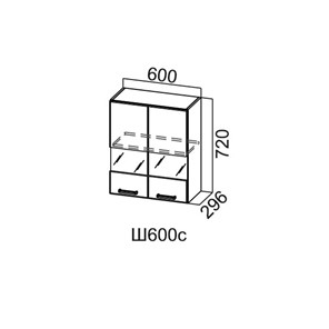 Шкаф кухонный со стеклом Модус, Ш600с/720, галифакс в Лангепасе - предосмотр