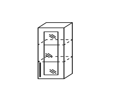Шкаф на кухню Мыло, настенный однодверный с полкой со вставкой из стекла 918*300*320, ШНст 300/918 в Когалыме - изображение