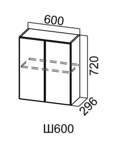 Настенный шкаф Модус, Ш600/720, фасад "галифакс табак" в Когалыме - предосмотр