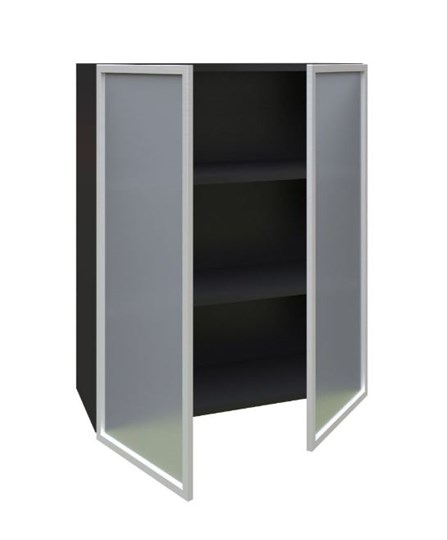 Кухонный шкаф высокий 800, Шервуд, со стеклом ЛД 281.461.000.041, серый/черный в Лангепасе - изображение 1