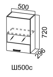 Шкаф кухонный со стеклом Модус, Ш500с/720, цемент светлый в Лангепасе - предосмотр 3