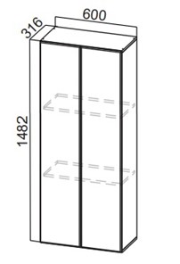 Пенал-надстройка на кухню Стайл, ПН600(912/316), МДФ в Лангепасе