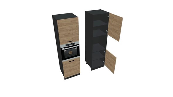 Кухонный шкаф-пенал П7 2, Дуб крафт/Антрацит в Нягани - изображение