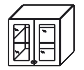 Шкаф кухонный Верона настенный двухдверный с полкой со вставкой из стекла 718*600*320 мм, глянец/софт в Когалыме