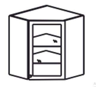Шкаф кухонный Верона настенный угловой 918*600*600*320 мм со вставкой из стекла, глянец/софт в Когалыме