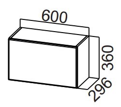 Навесной кухонный шкаф Стайл, ШГ600/360 горизонтальный, МДФ в Радужном