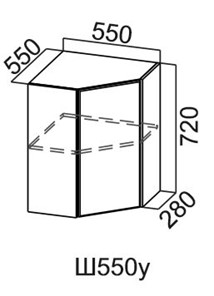 Кухонный навесной шкаф угловой, Модус, Ш550у/720, цемент светлый в Лангепасе - предосмотр