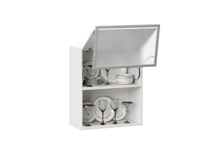 Шкаф кухонный горизонтальный 600 Шервуд, ЛД 281.971.000.174, со стеклом, белый/белый глянец в Лангепасе - изображение 2
