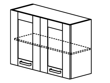 Кухонный шкаф Квадро настенный двухдверный с полкой со вставкой из стекла 718*600*320мм в Лангепасе