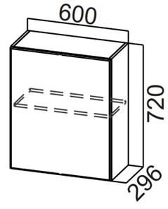 Навесной кухонный шкаф Стайл, Ш600/720(1ств), МДФ в Урае