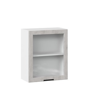Шкаф на кухню 600 со стеклом Джамис ЛД 296.350.000.021, Белый/Белый камень в Лангепасе