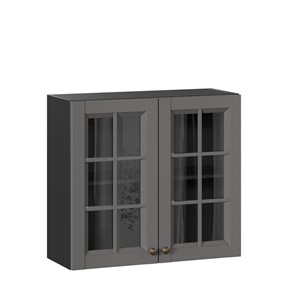 Шкаф кухонный Амели-3 800 со стеклом ЛД 299.360.000.036, Черный/Оникс серый в Советском