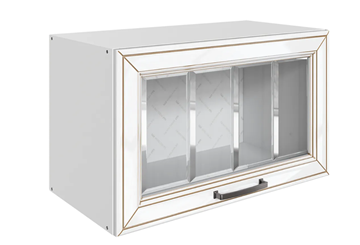 Шкаф на кухню Атланта L600 Н360 (1 дв. рам.) эмаль (белый/белый глянец патина золото) в Нижневартовске