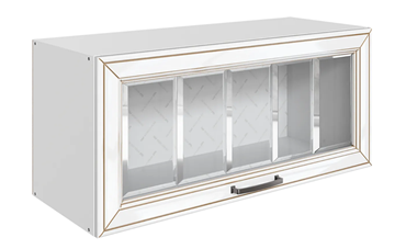 Кухонный навесной шкаф Атланта L800 Н360 (1 дв. рам.) эмаль (белый/белый глянец патина золото) в Ханты-Мансийске