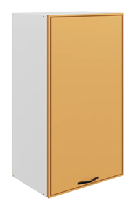 Навесной кухонный шкаф Монако L450 Н900 (1 дв. гл.), белый/охра матовый в Когалыме
