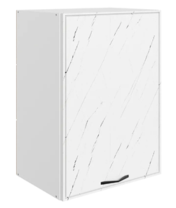 Навесной кухонный шкаф Монако L500 Н720 (1 дв. гл.), белый/мрамор пилатус матовый в Когалыме