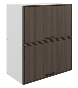 Шкаф на кухню Монако L800 Н720 (2 дв. гл.гориз.), белый/фундук матовый в Югорске