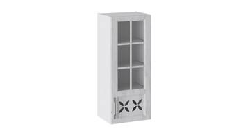 Кухонный навесной шкаф Прованс (Белый глянец/Санторини светлый) cо стеклом правый В_96-40_1ДРДс(R) в Лангепасе