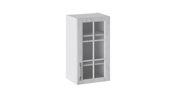 Настенный шкаф Прованс (Белый глянец/Санторини светлый) со стеклом В_72-40_1ДРс в Урае