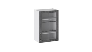 Кухонный навесной шкаф Прованс (Белый глянец/Санторини темный) со стеклом В_72-50_1ДРс в Урае