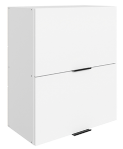 Навесной шкаф Стоун L600 Н720 (2 дв. гл. гориз.) (белый/джелато софттач) в Нижневартовске