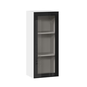Шкаф кухонный высокий со стеклом 400 Индиго ЛД 298.420.000.026, Белый/Чёрный в Урае
