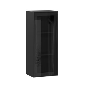 Шкаф на кухню высокий со стеклом 400 Индиго ЛД 298.420.000.068, Чёрный/Чёрный в Ханты-Мансийске