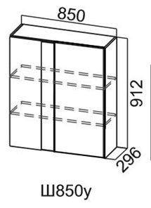 Навесной кухонный шкаф Модус, Ш850у/912, цемент светлый в Нягани