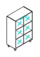 Шкаф со стеклянными дверьми Offix-NEW OMC 87.2  874x450x1329 Дуб Сонома светлый/Металлик в Лангепасе - изображение