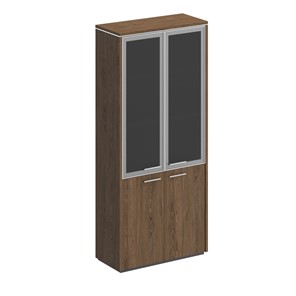 Шкаф для документов Velar, дуб табачный, со стеклянными дверьми (94х41х212) ВЛ 343 в Когалыме