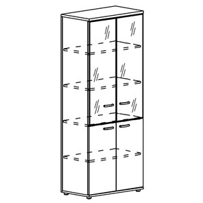 Шкаф для документов Albero, со стеклянными дверьми в рамке (задняя стенка ДСП) (78х36,4х193) в Лангепасе