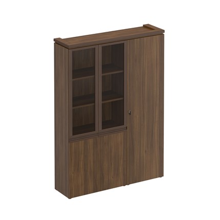 Шкаф комбинированный Mark, орех тоскана, (со стеклом + для одежды узкий) (150х40,4х211) МК 358 в Лангепасе - изображение