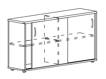 Шкаф-купе низкий Albero, для 2-х столов 60 (124,4х36,4х75,6) в Когалыме