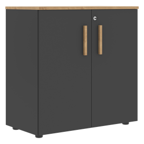 Шкаф широкий низкий с малыми дверцами FORTA Графит-Дуб Гамильтон  FLC 80.1(Z) (798х404х801) в Пыть-Яхе