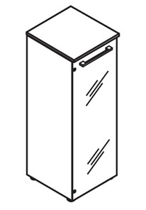 Шкаф средний  со стеклянной дверцей MORRIS Дуб Базель/Белый MMC 42 (429х423х1188) в Советском - предосмотр 2
