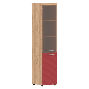 Шкаф TORR LUX TLHC 42.2 R колонка комбинированная с топом 435х452х1958 Дуб Бофорд/ Красный в Лангепасе