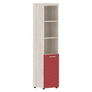 Шкаф-стеллаж TORR LUX TLHC 42.5 L колонка с глухой малой дверью и топом 435х452х1958 Сосна Эдмонт/ Красный в Лангепасе