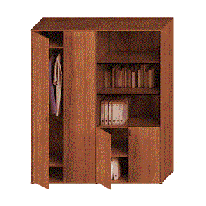 Шкаф офисный комбинированный Престиж, одежда/стекло, темный орех, 175x46x203, Исп.60 в Нижневартовске