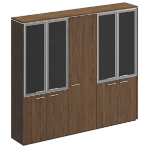 Шкаф комбинированный Velar, дуб табачный, (со стеклом+для одежды узкий+со стеклом) (243х41х212) ВЛ 361 в Урае