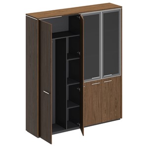 Шкаф комбинированный Velar, дуб табачный, (для одежды+со стеклом) (183х41х212) ВЛ 359 в Лангепасе