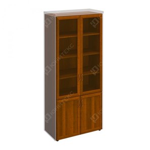 Шкаф для документов со стеклянными дверьми в рамке Мастер, темный орех (90х45х208) МТ 379 в Советском