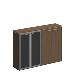 Шкаф для документов комбинированный Velar, дуб табачный, (стекло+закрытый) (183х41х132) ВЛ 322 в Когалыме