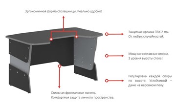 Стол для компьютера SKILLL STG 1385, Антрацит/ Металлик в Советском - предосмотр 1