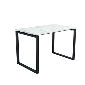 Стол для компьютера Янтарь 55.08 мрамор белый/металл черный в Лангепасе