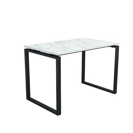 Стол для компьютера Янтарь 55.08 мрамор белый/металл черный в Когалыме - изображение