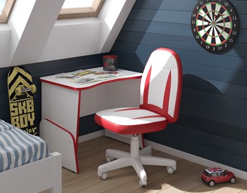 Стол для компьютера Skill STG 7050, Белый/ Красный в Лангепасе - предосмотр 1